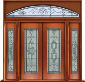 regent leadlight: single door +  two sidelights