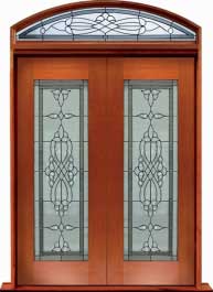 regent leadlight: single door +  two sidelights