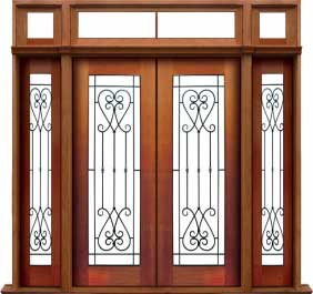 iron grille: single door + sidelight on left