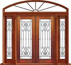 iron grille: single door + sidelight on left