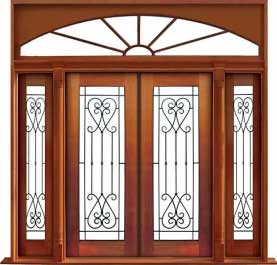 iron grille: single door + sidelight on left