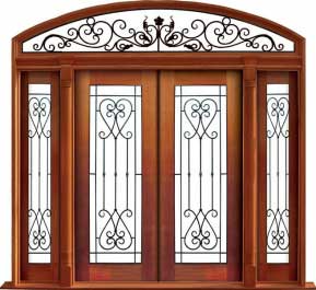 iron grille: single door + sidelight on left