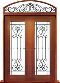 iron grille: single door + sidelight on left