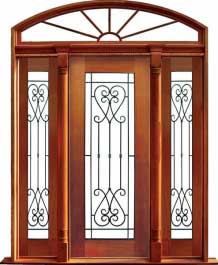 iron grille: single door + sidelight on left