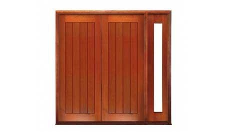 vertical plank: double door + sidelight on right